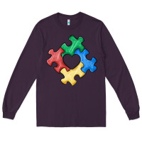 Plum autism puzzle Long Sleeve Tee - MaliasSmallBusiness