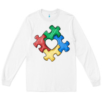 White autism puzzle Long Sleeve Tee - MaliasSmallBusiness