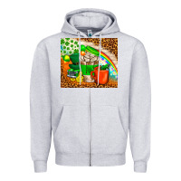 Heather Grey Coffee Cups St Patricks Day Tumbler Zipper Hoodie - BundleAndBundleShop