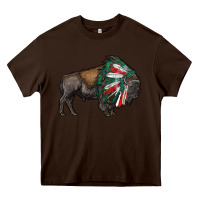Mexican Bison With Indian Headdress Heavy Core Tee | Teevron
