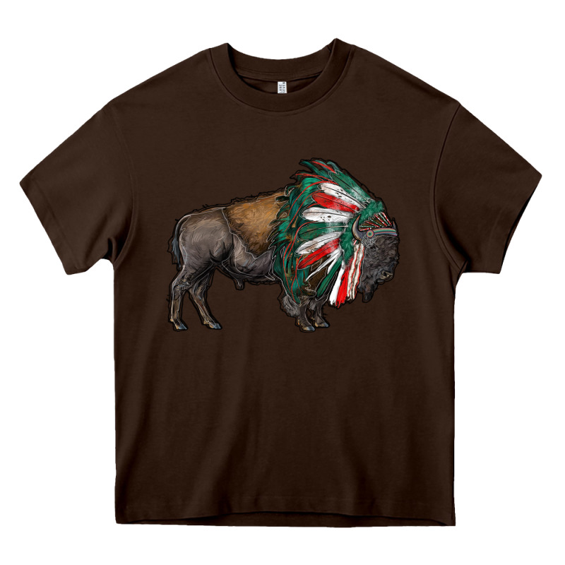 Mexican Bison With Indian Headdress Heavy Core Tee by RanaPortraitStore | Teevron