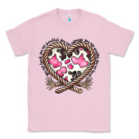 Bubblegum Pink western cowhide heart Classic Tee - CowhideDigitalArt