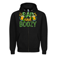 Black Bad And Boozy St. Patricks Zipper Hoodie - BundleAndBundleShop