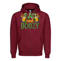 Burgundy Bad And Boozy St. Patricks Zipper Hoodie - BundleAndBundleShop