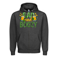 Charcoal Heather Bad And Boozy St. Patricks Zipper Hoodie - BundleAndBundleShop