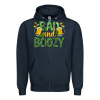 Navy Bad And Boozy St. Patricks Zipper Hoodie - BundleAndBundleShop