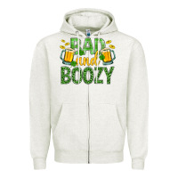 Oatmeal Heather Bad And Boozy St. Patricks Zipper Hoodie - BundleAndBundleShop