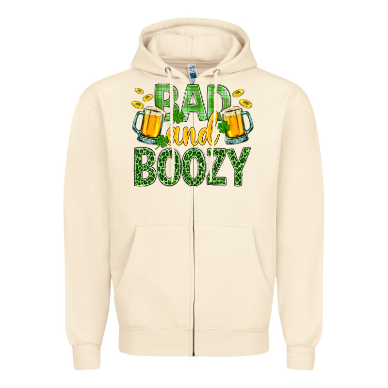 Bad And Boozy St. Patricks Zipper Hoodie by BundleAndBundleShop | Teevron