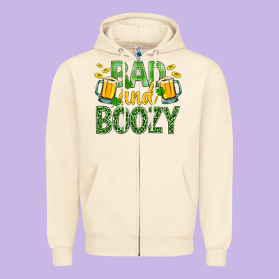 Bad And Boozy St. Patricks Zipper Hoodie Designed By Bundleandbundleshop