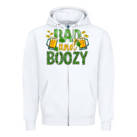 White Bad And Boozy St. Patricks Zipper Hoodie - BundleAndBundleShop