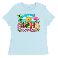 Baby Blue aloha beaches Ladies Tee - texasbilliewilder