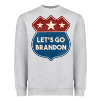 Heather Grey Let's Go Brandon Shield Patch Heavyweight Sweatshirt - Jasminsmagicworld