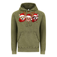 Vintage Olive christmas dogs corgi chihuahua frenchie Vintage Hoodie - Jasminsmagicworld