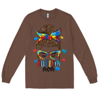 Chestnut messy bun autism mom Long Sleeve Tee - MaliasSmallBusiness
