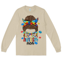 Mushroom messy bun autism mom Long Sleeve Tee - MaliasSmallBusiness