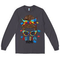 Smoke messy bun autism mom Long Sleeve Tee - MaliasSmallBusiness