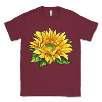 Burgundy starburst greenburst sunflower Classic Tee - LillyAllenDesigns