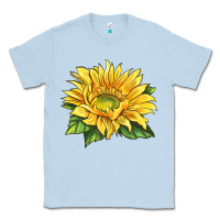 Dusty Blue starburst greenburst sunflower Classic Tee - LillyAllenDesigns