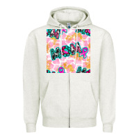 Oatmeal Heather Breast Cancer Awareness Mom With Leopard Patterns Zipper Hoodie - BundleAndBundleShop