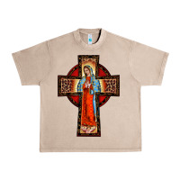 French Oak lady of guadalupe leopard cross Urban Heavy Tee - BarkalooDesign