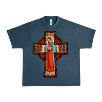 Midnight Navy lady of guadalupe leopard cross Urban Heavy Tee - BarkalooDesign