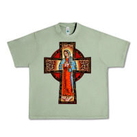 Oil Green lady of guadalupe leopard cross Urban Heavy Tee - BarkalooDesign