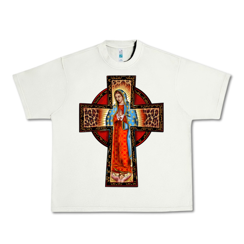 Lady Of Guadalupe Leopard Cross Urban Heavy Tee by BarkalooDesign | Teevron