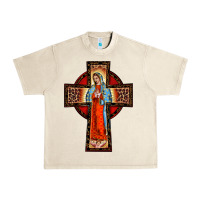Sandshell lady of guadalupe leopard cross Urban Heavy Tee - BarkalooDesign