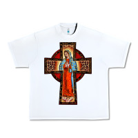 White lady of guadalupe leopard cross Urban Heavy Tee - BarkalooDesign