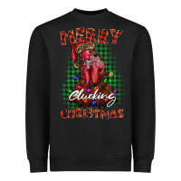 Black merry clucking christmas rooster Heavyweight Sweatshirt - BarkalooDesign