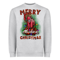 Heather Grey merry clucking christmas rooster Heavyweight Sweatshirt - BarkalooDesign