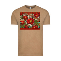 Vintage Coffee red flower and cactus with cowhide and aztec Vintage Tee - Artiststas