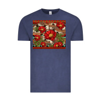 Vintage Denim red flower and cactus with cowhide and aztec Vintage Tee - Artiststas