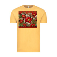 Vintage Mustard red flower and cactus with cowhide and aztec Vintage Tee - Artiststas