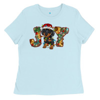 Baby Blue dachshund puppy christmas joy Ladies Tee - RanaPortraitStore