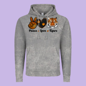 Peace Love Tigers Vintage Hoodie Designed By Ranaportraitstore