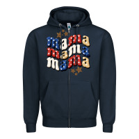Navy American Mama Zipper Hoodie - BundleAndBundleShop