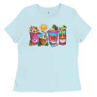 Baby Blue aloha coffe cups Ladies Tee - texasbilliewilder