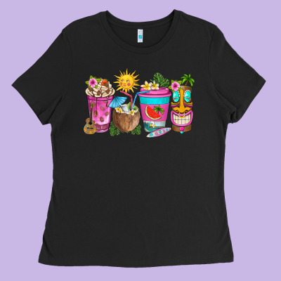 Aloha Coffe Cups Ladies Tee Designed By Texasbilliewilder