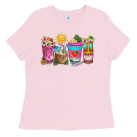 Bubblegum Pink aloha coffe cups Ladies Tee - texasbilliewilder