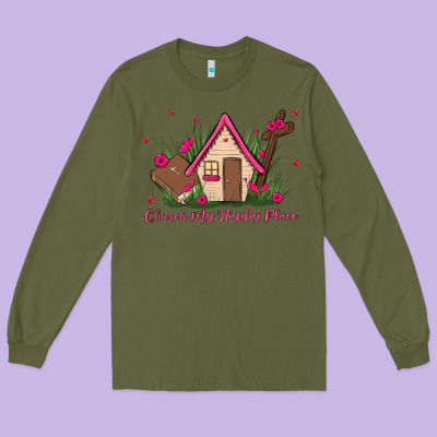 Church Is My Happy Place Long Sleeve Tee Designed By Maliassmallbusiness