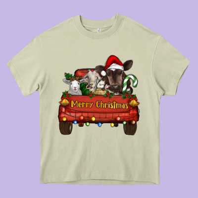 Merry Christmas Truck Animals Heavy Core Tee Designed By Ranaportraitstore
