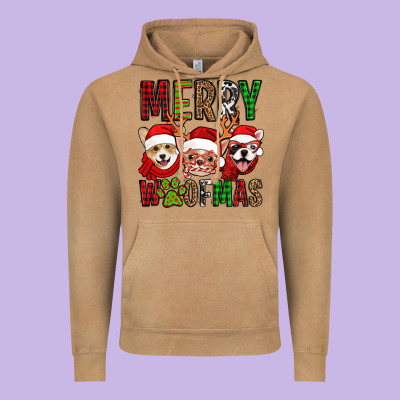 Merry Woofmas Dogs Vintage Hoodie Designed By Jasminsmagicworld