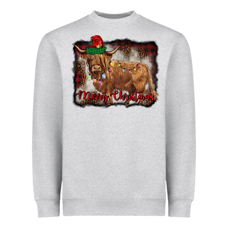 Merry Christmas Highland Cow Heavyweight Sweatshirt by BarkalooDesign | Teevron