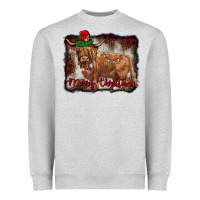 Heather Grey merry christmas highland cow Heavyweight Sweatshirt - BarkalooDesign