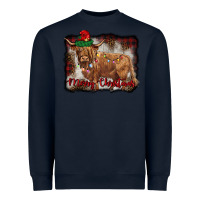 Navy merry christmas highland cow Heavyweight Sweatshirt - BarkalooDesign
