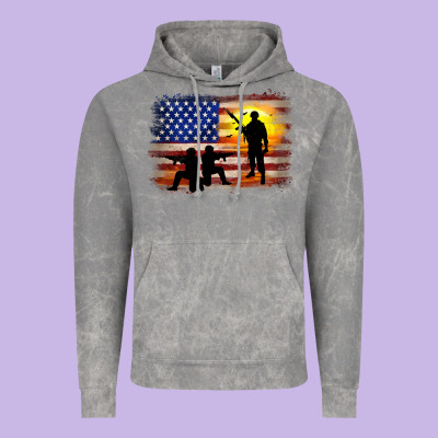 American Flag Soldier Sunset Vintage Hoodie Designed By Jahusdesignshop