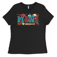 Black mini baseball Ladies Tee - Zillion Design Studio