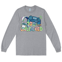 Heather Grey level 100 days unlocked Long Sleeve Tee - MaliasSmallBusiness