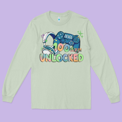 Level 100 Days Unlocked Long Sleeve Tee Designed By Maliassmallbusiness